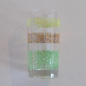 Vintage/Retro/MCM Banded Green and Gold Tumbler
